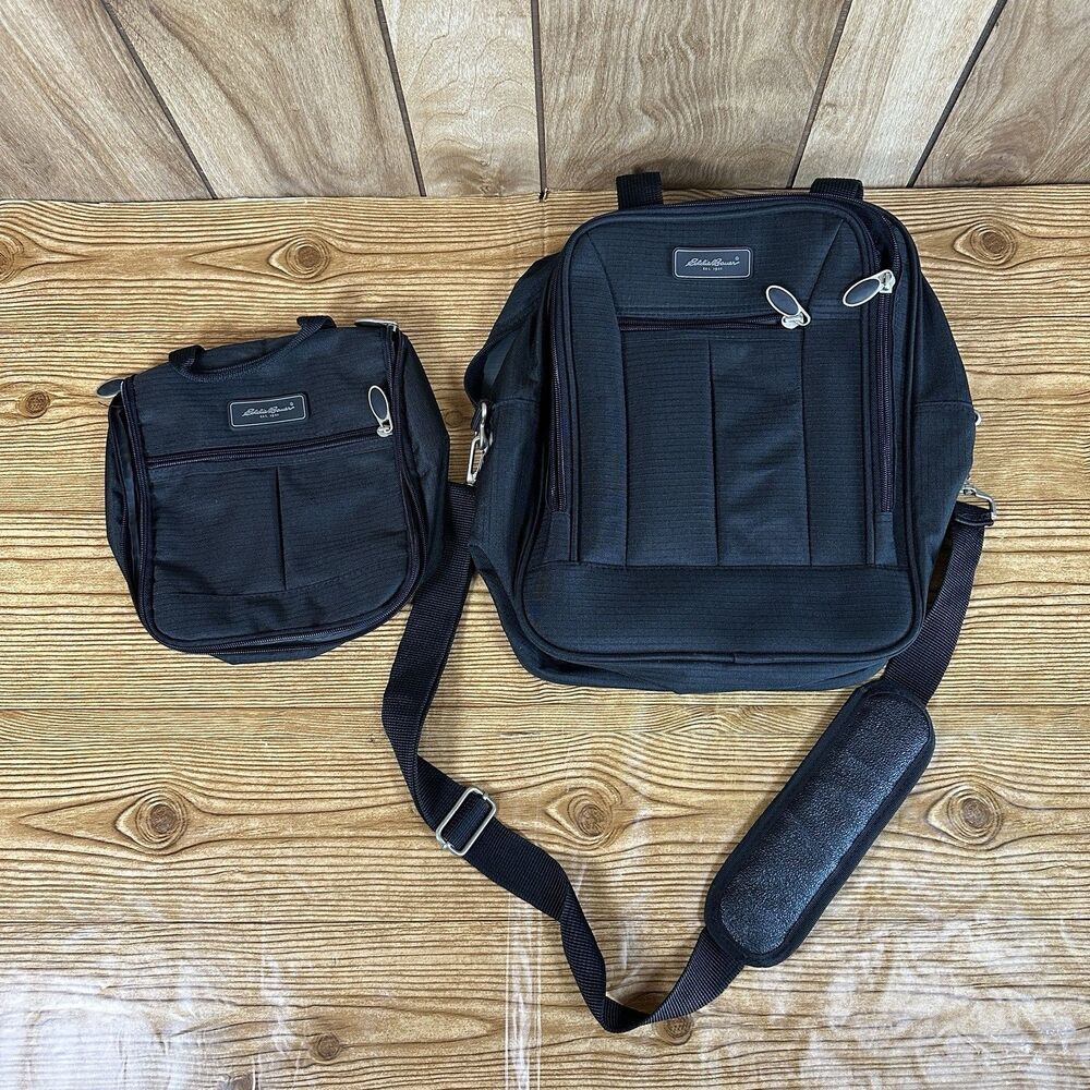 Eddie Bauer Skyway Luggage Overnight & Toiletry Bags Black 2 Pieces